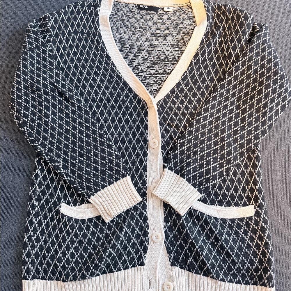 BDG Black and Cream Patterned Cardigan
